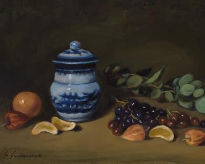 Still Life with Blue and White Pagoda Jar